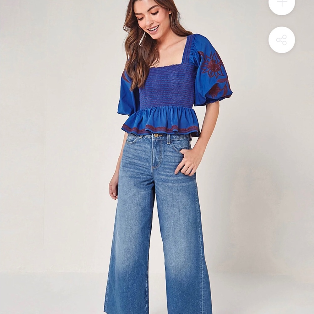 Omika Dumnore Blouse in Anya Cobalt -NWT